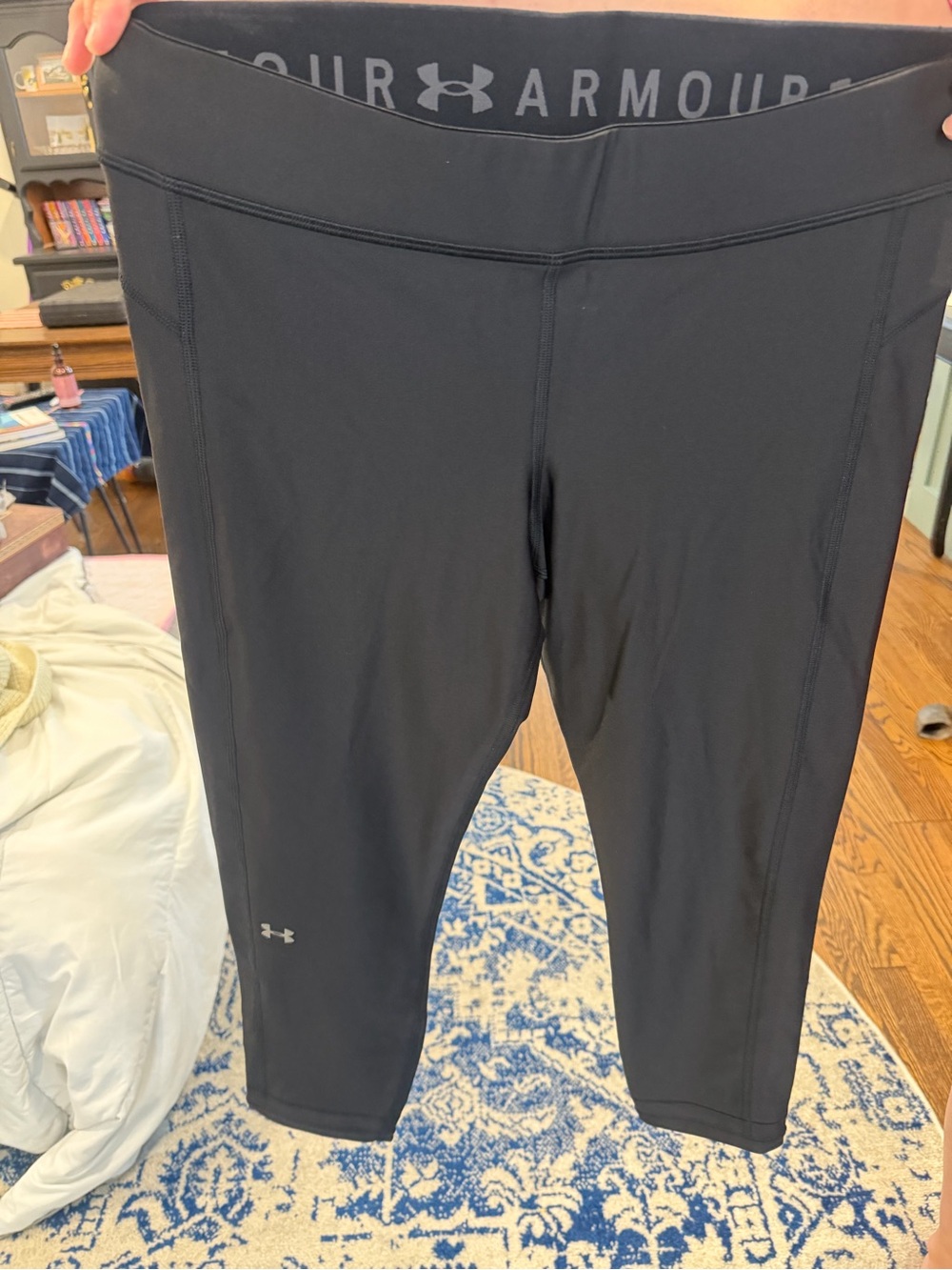 Under Armour Black Capri Workout Leggings with Logo Waistband